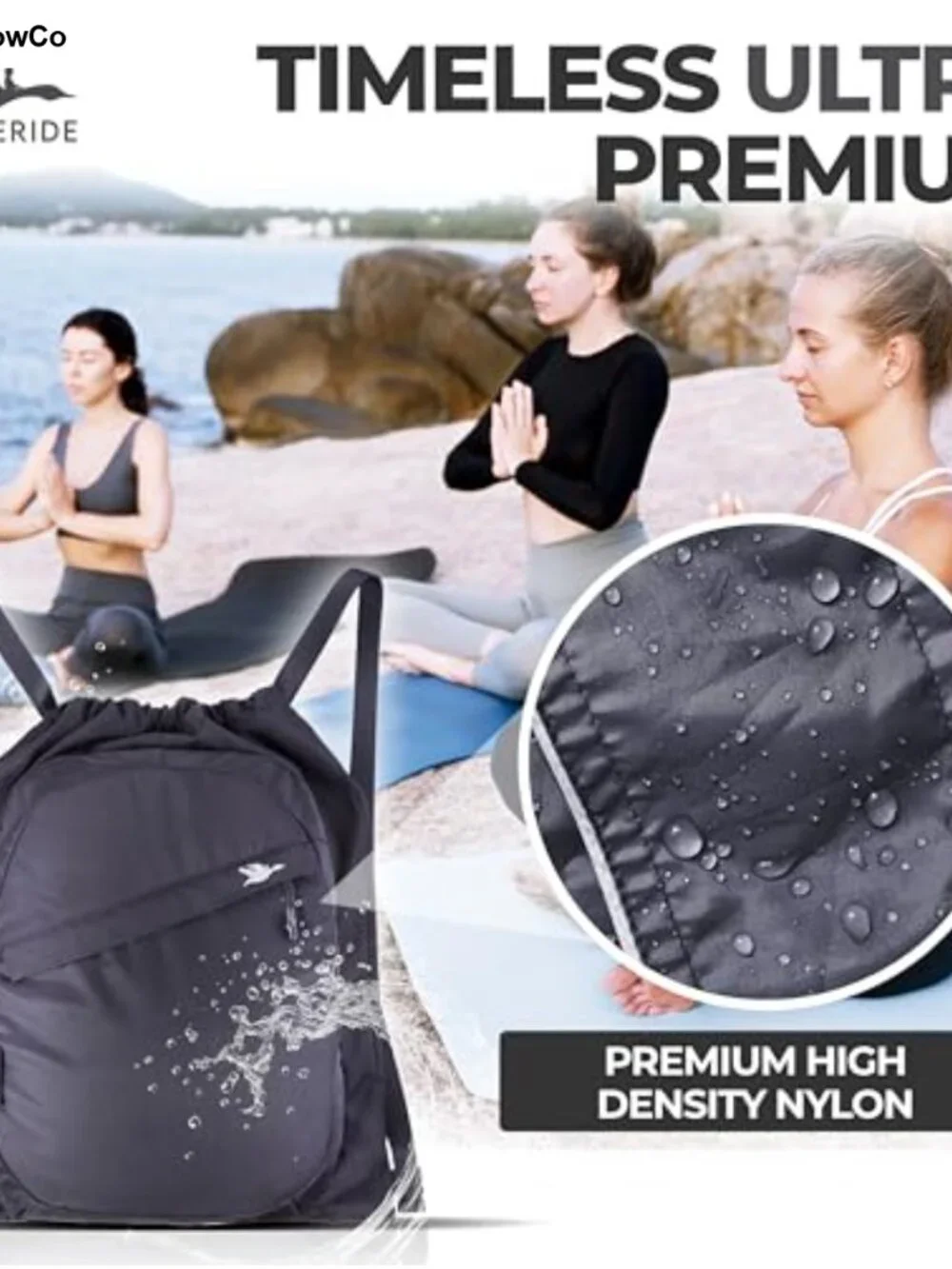 Waterproof Nylon Drawstring Gym Bag Cinch Backpack for Sports Travel
